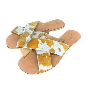 Seychelles Total Relaxation Dyed Calf Hair Leather Slide Sandals Size 10 Travel